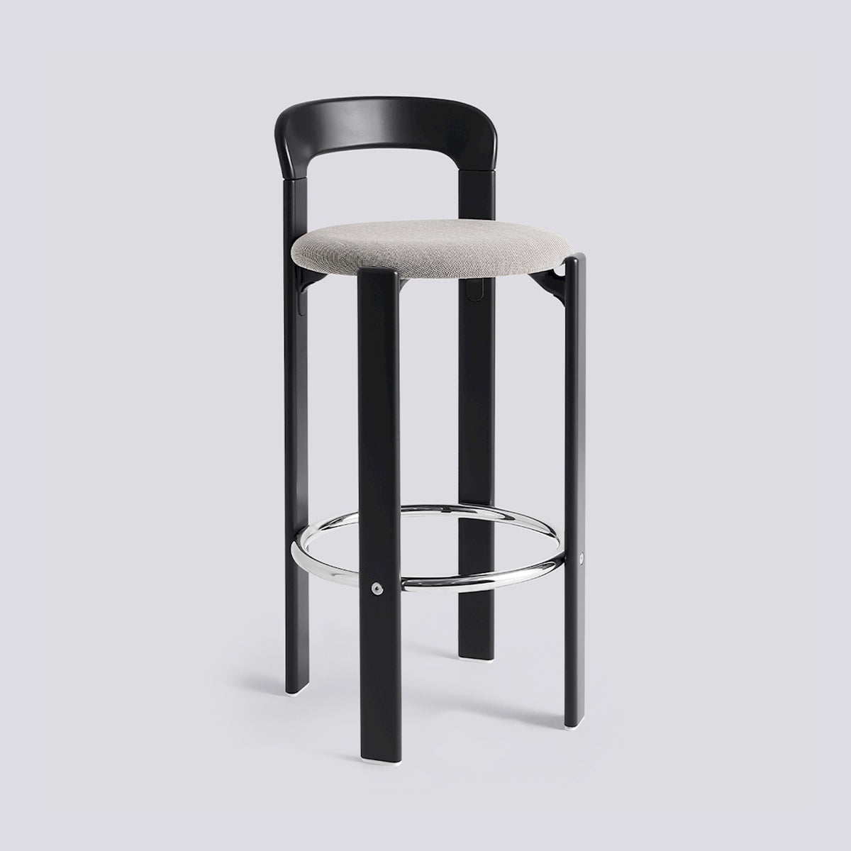Tabouret de bar Rey assise rembourrée par Bruno Rey - Hay-Noir profond, tissu Steelcut Trio 124, Hauteur d&