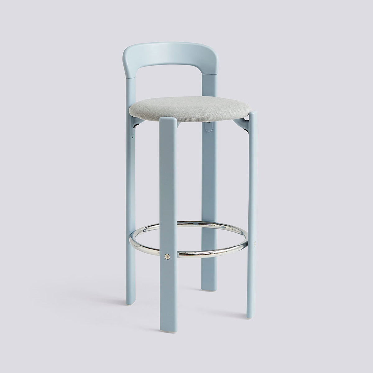 Tabouret de bar Rey assise rembourrée par Bruno Rey - Hay-Bleu ardoise, tissu Steelcut Trio 113, Hauteur d&