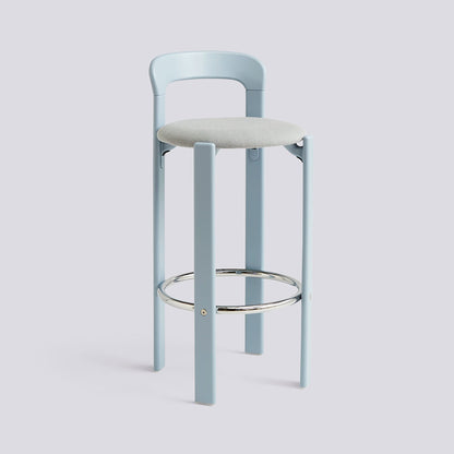 Tabouret de bar Rey assise rembourrée par Bruno Rey - Hay-Bleu ardoise, tissu Steelcut Trio 113, Hauteur d&