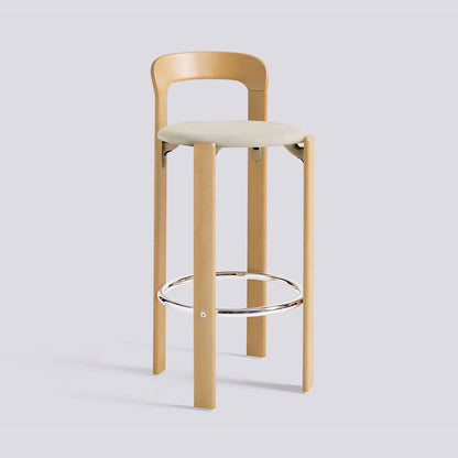 Tabouret de bar Rey assise rembourrée par Bruno Rey - Hay-Doré, tissu Steelcut Trio 213, Hauteur d&