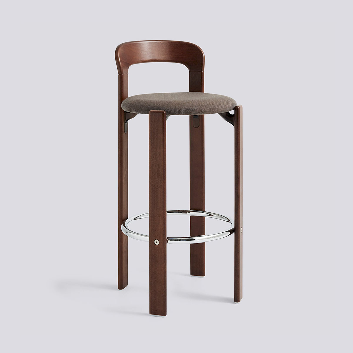Tabouret de bar Rey assise rembourrée par Bruno Rey - Hay-Brun ombre, tissu Steelcut Trio 376, Hauteur d&