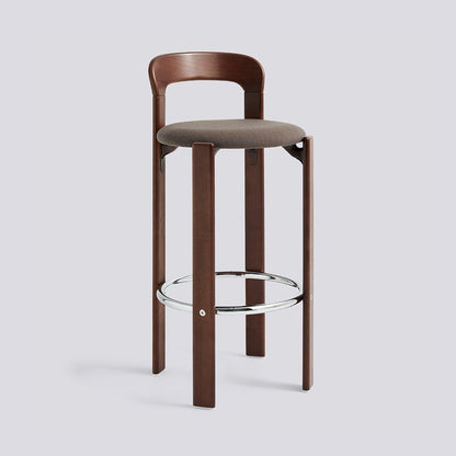 Tabouret de bar Rey assise rembourrée par Bruno Rey - Hay-Brun ombre, tissu Steelcut Trio 376, Hauteur d&