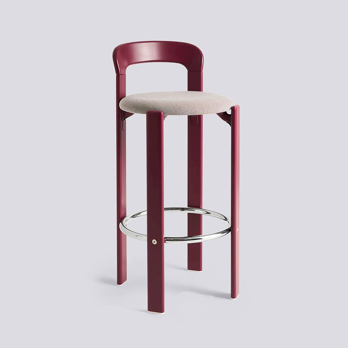Tabouret de bar Rey assise rembourrée par Bruno Rey - Hay-Rouge raisin, tissu Steelcut Trio 416, Hauteur d&