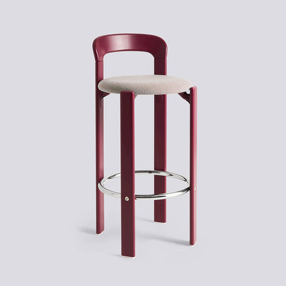 Tabouret de bar Rey assise rembourrée par Bruno Rey - Hay-Rouge raisin, tissu Steelcut Trio 416, Hauteur d&