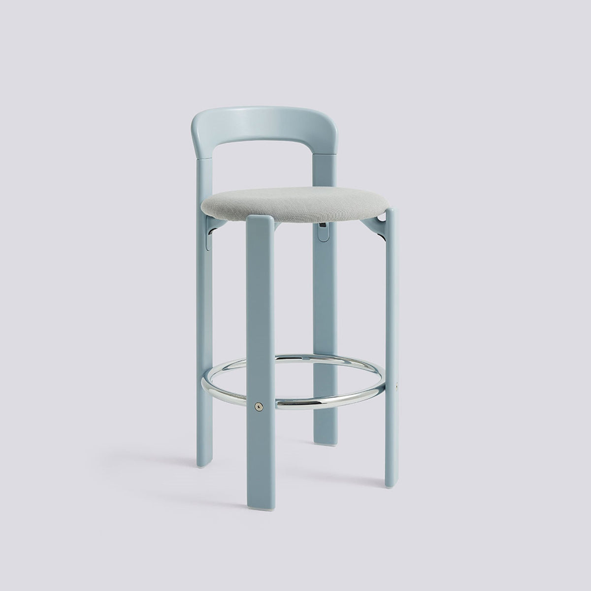 Tabouret de bar Rey assise rembourrée par Bruno Rey - Hay-Bleu ardoise, tissu Steelcut Trio 113, Hauteur d&