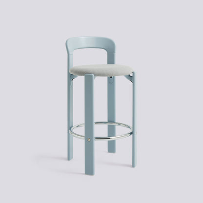 Tabouret de bar Rey assise rembourrée par Bruno Rey - Hay-Bleu ardoise, tissu Steelcut Trio 113, Hauteur d&