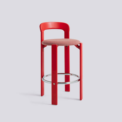 Tabouret de bar Rey assise rembourrée par Bruno Rey - Hay-Rouge écarlate, tissu Steelcut Trio 636, Hauteur d&