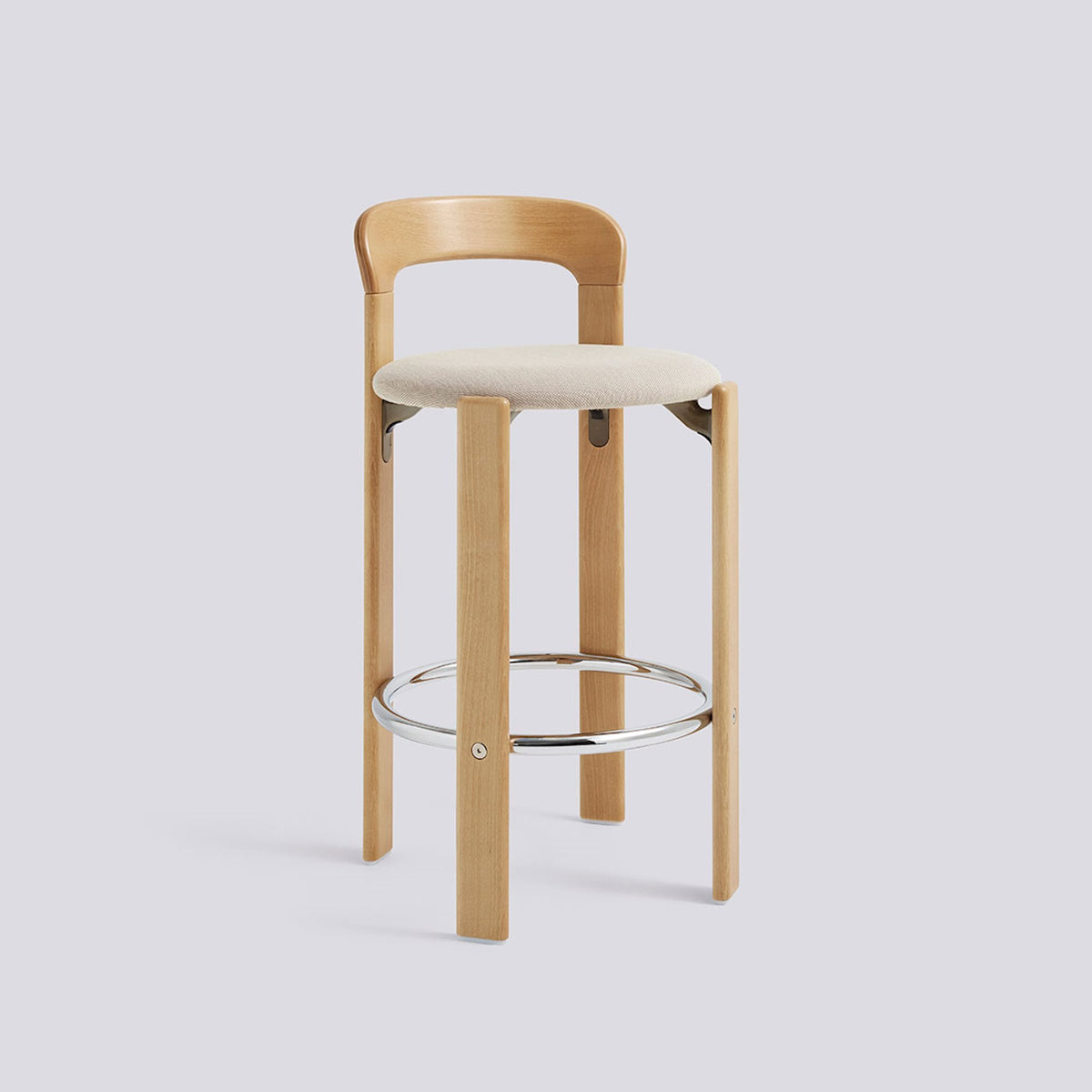Tabouret de bar Rey assise rembourrée par Bruno Rey - Hay-Doré, tissu Steelcut Trio 213, Hauteur d&