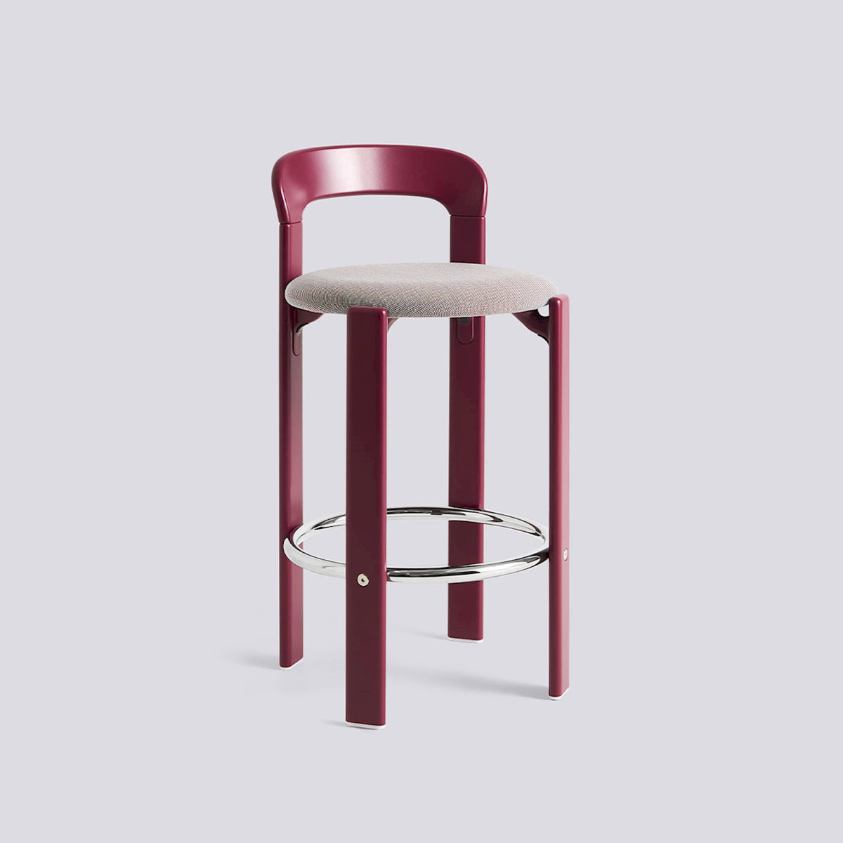 Tabouret de bar Rey assise rembourrée par Bruno Rey - Hay-Rouge raisin, tissu Steelcut Trio 416, Hauteur d&
