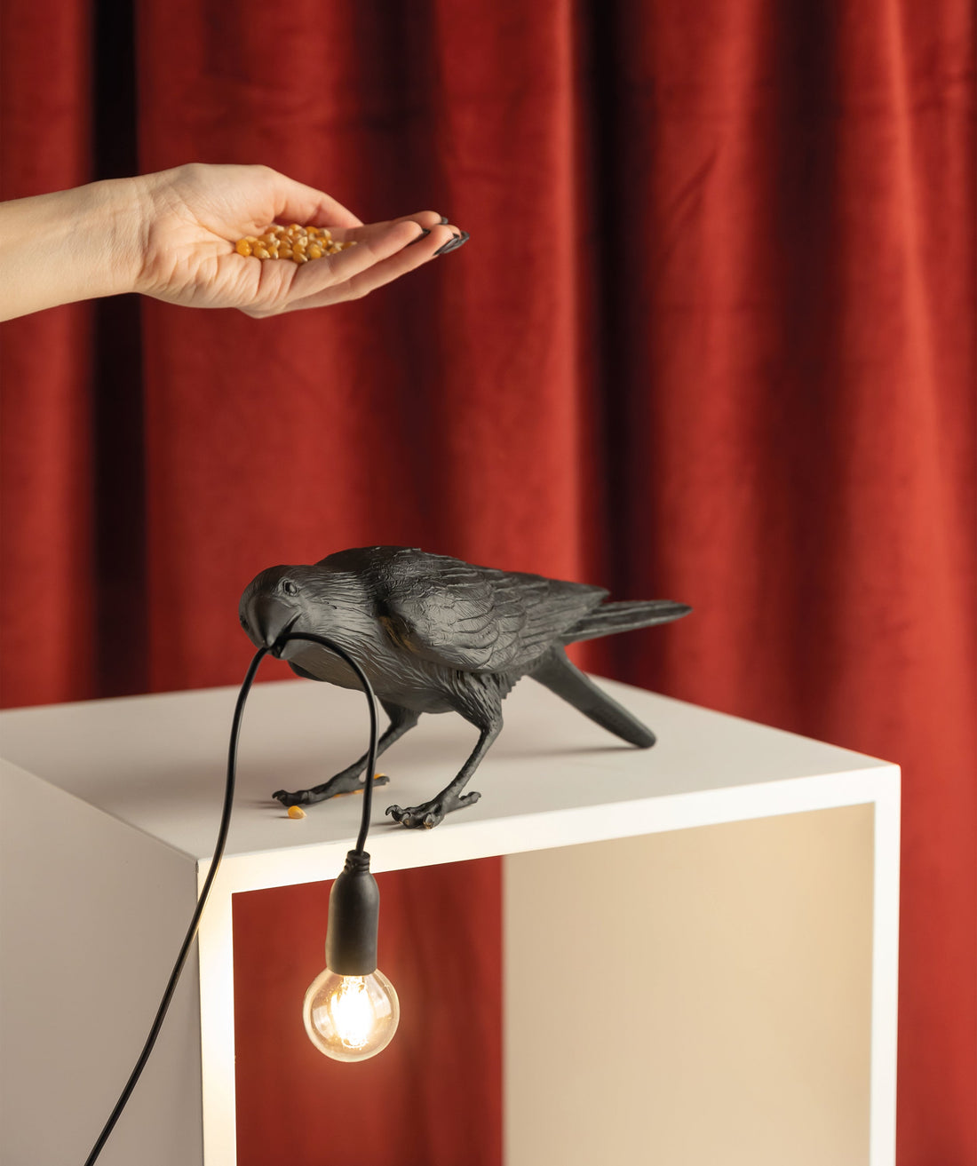 Lampe Bird Lamp Playing noire intérieur de Marcantonio - Seletti-vue 2-The Woods Gallery