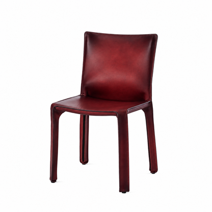 Chaise CAB 412 de Mario Bellini - Cassina-cuir Bordeaux nuancé main, visuel de synthèse réalisé d&