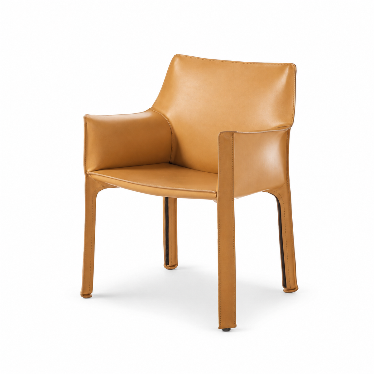 Fauteuil en cuir CAB 413 par Mario Bellini - Cassina-cuir Cognac, visuel de synthèse réalisé d&