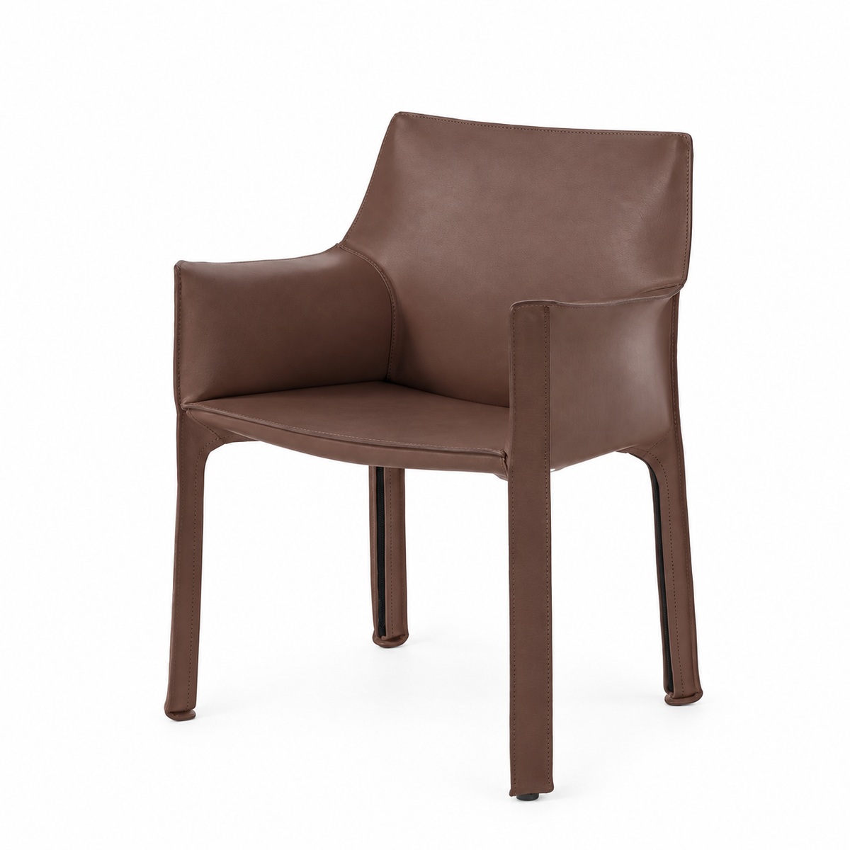 Fauteuil en cuir CAB 413 par Mario Bellini - Cassina-cuir Marron mat, visuel de synthèse réalisé d&