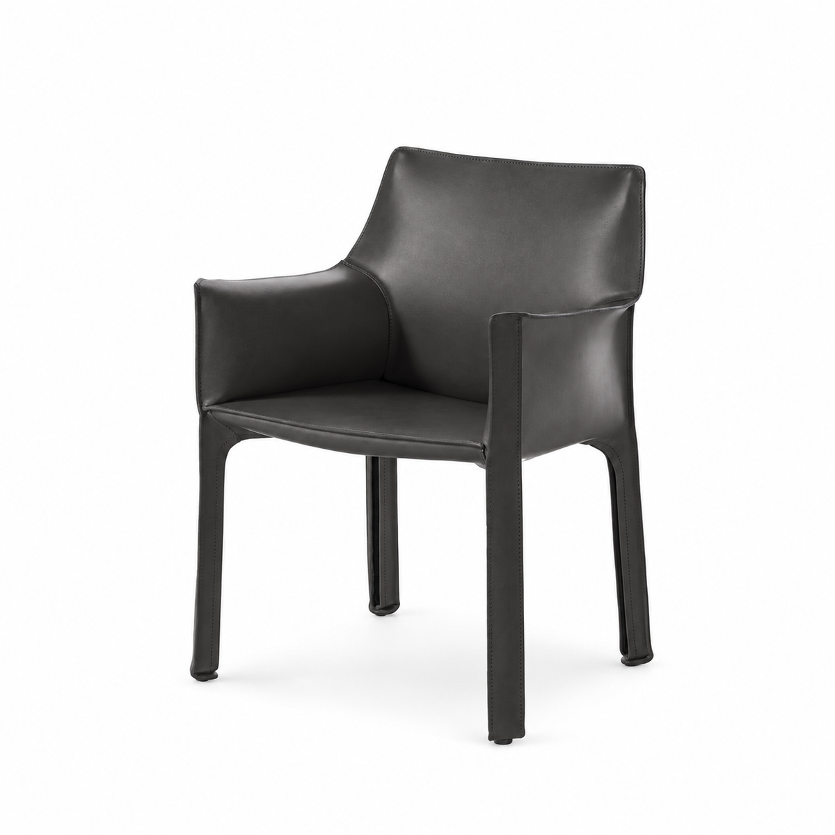 Fauteuil en cuir CAB 413 par Mario Bellini - Cassina-cuir Anthracite cuir Plus, visuel de synthèse réalisé d&