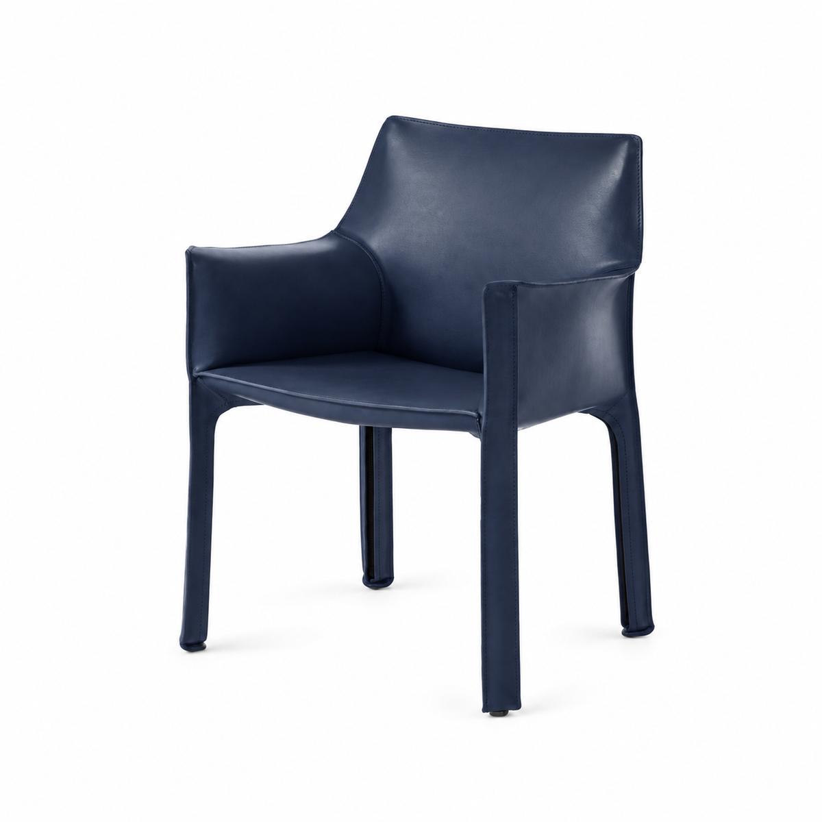 Fauteuil en cuir CAB 413 par Mario Bellini - Cassina-cuir Bleu cuir Plus, visuel de synthèse réalisé d&