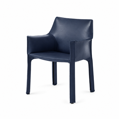 Fauteuil en cuir CAB 413 par Mario Bellini - Cassina-cuir Bleu cuir Plus, visuel de synthèse réalisé d&