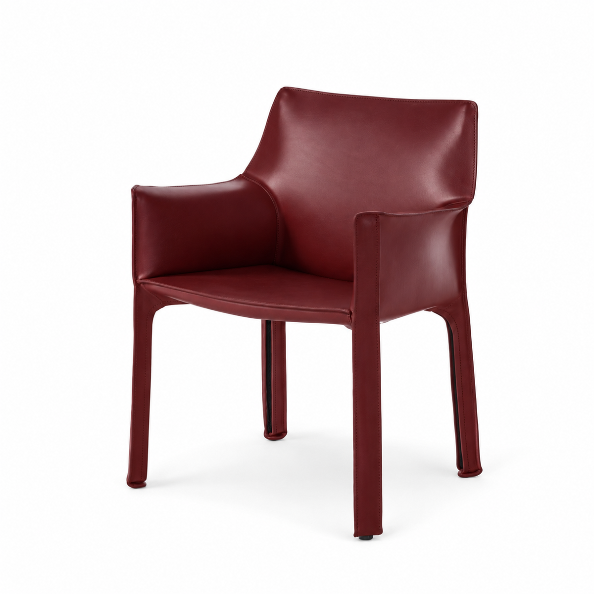 Fauteuil en cuir CAB 413 par Mario Bellini - Cassina-cuir Bordeaux cuir Plus, visuel de synthèse réalisé d&