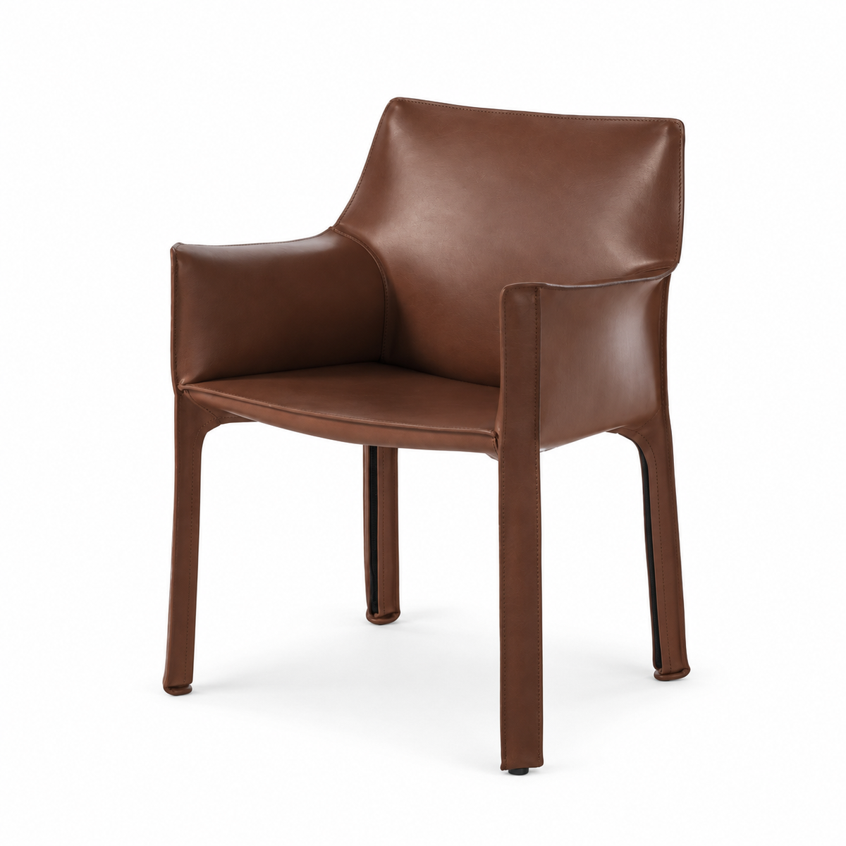 Fauteuil en cuir CAB 413 par Mario Bellini - Cassina-cuir Tabac, visuel de synthèse réalisé d&
