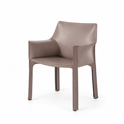 Fauteuil en cuir CAB 413 par Mario Bellini - Cassina-cuir Taupe, visuel de synthèse réalisé d'après l'échantillon Cassina, teinte indicative