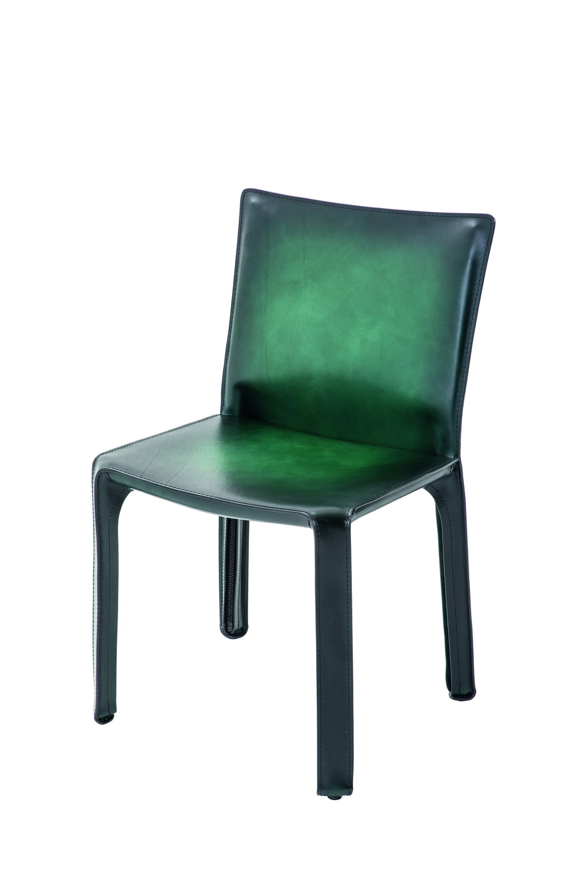 Chaise CAB 412 de Mario Bellini - Cassina-cuir Vert nuancé main, vue de trois quarts-Cassina