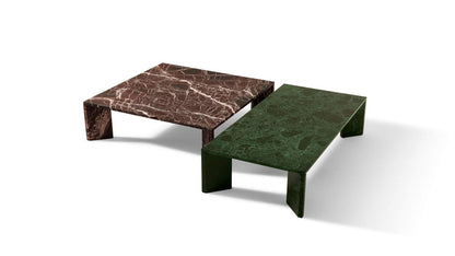 Table basse Ordinal de Michael Anastassiades - Cassina-rectangulaire en marbre vert des Alpes-The Woods Gallery