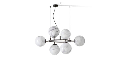 Lustre Constellation - Cassina-vue de face, six globes marbrés autour d&