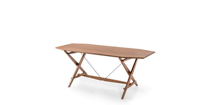 Bureau 833 Cavalletto de Franco Albini - Cassina-vue de trois quarts, table en bois sur pieds croisés-Cassina