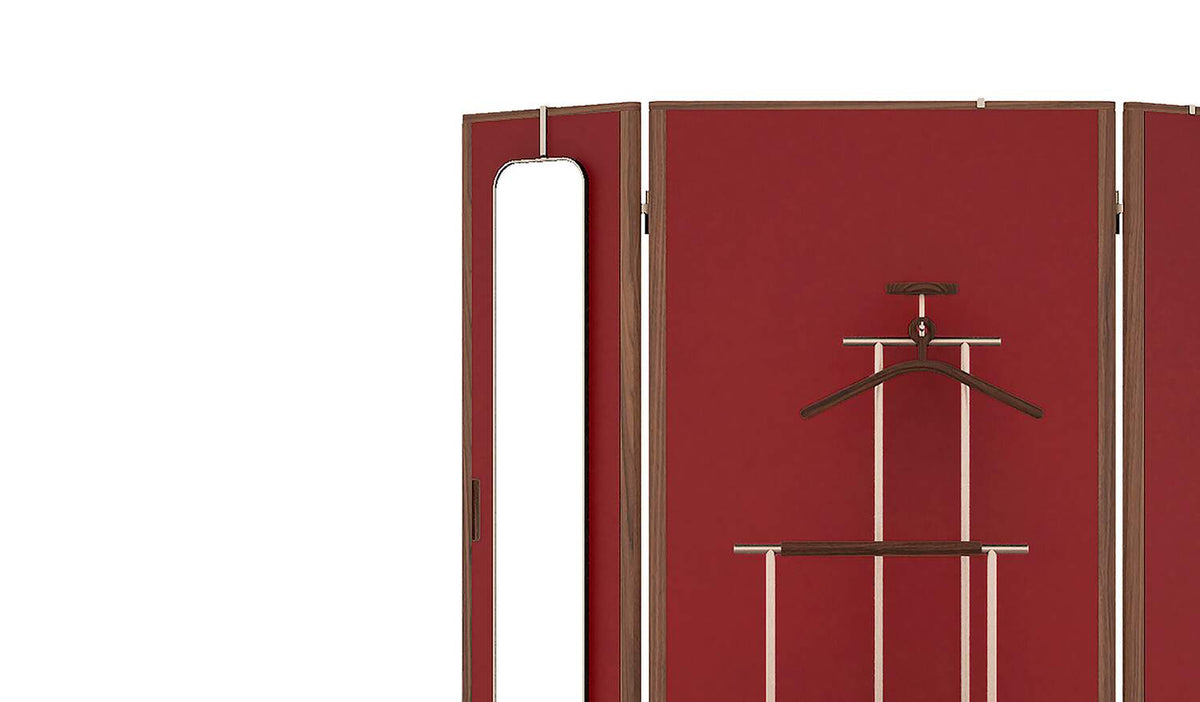 Paravent Stay Screen de Neri&amp;Hu - Cassina-détail du panneau rouge, du miroir et du valet-Cassina