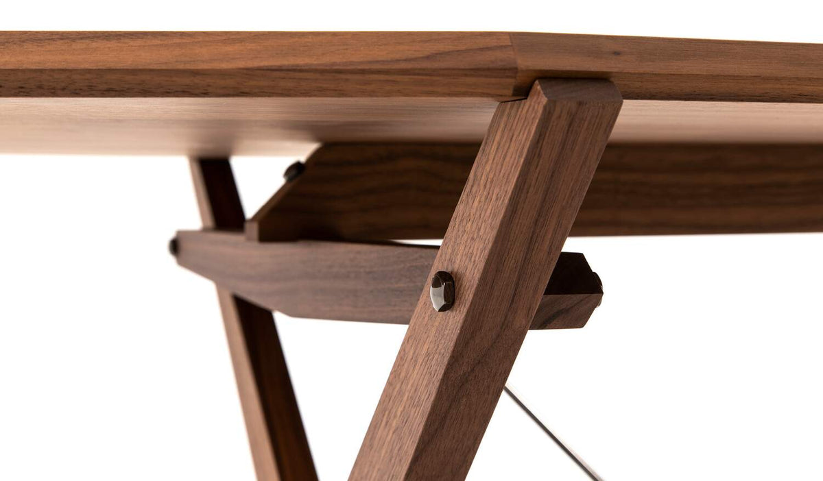 Bureau 833 Cavalletto de Franco Albini - Cassina-détail du piétement croisé en noyer-Cassina