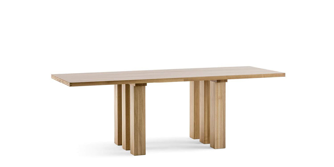 Table La Basilica de Mario Bellini - Cassina-trois quarts, plateau sur blocs de bois clair-Cassina