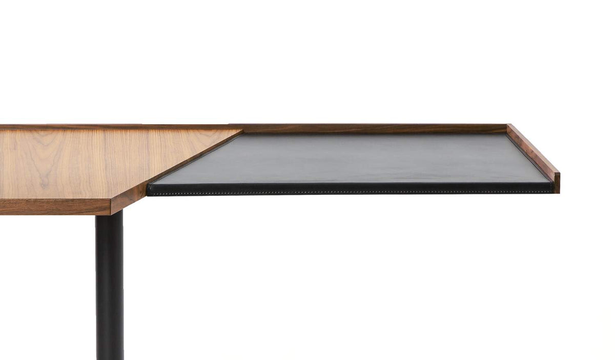 Bureau 840 Stadera de Franco Albini - Cassina-détail du plateau bois et cuir noir-Cassina
