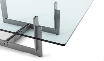 Table W02 Sarpi de Carlo Scarpa - Cassina-angle du plateau en verre, piétement en acier-Cassina
