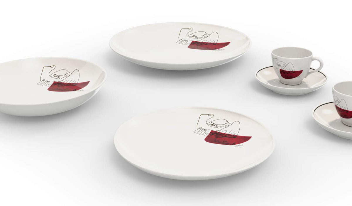 Assiettes Service Prunier de Le Corbusier - Cassina-assiettes et tasses au dessin d&