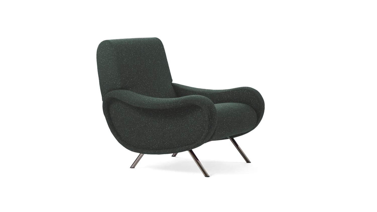 Fauteuil 720 Lady de Marco Zanuso - Cassina-fauteuil en tissu vert foncé-The Woods Gallery