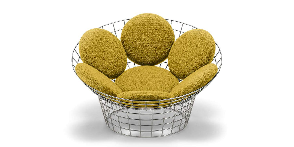 Fauteuil Peacock Chair de Verner Panton - Cassina-fauteuil en tissu bouclé moutarde-The Woods Gallery