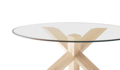 Table La Rotonda de Mario Bellini - Cassina-plateau en verre sur piétement croisé en bois clair-Cassina