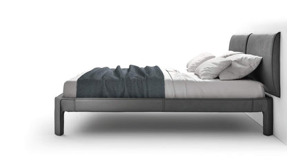 Lit CAB Night de Mario Bellini - Cassina-cadre de lit en cuir noir-The Woods Gallery