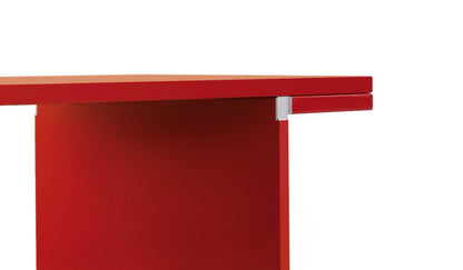 Table W05 Orseolo de Carlo Scarpa - Cassina-détail du plateau et du piétement laqué rouge-Cassina