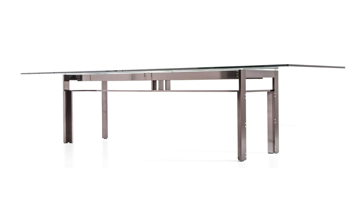 Table W01 Doge de Carlo Scarpa - Cassina-vue de face, plateau en verre et cadre métallique-Cassina