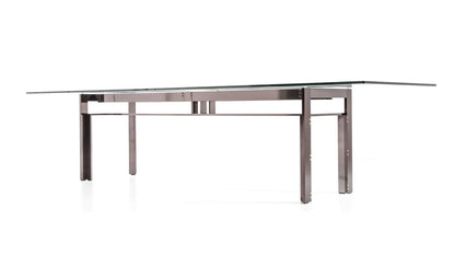 Table W01 Doge de Carlo Scarpa - Cassina-vue de face, plateau en verre et cadre métallique-Cassina