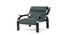 Fauteuil Woodline de Marco Zanuso - Cassina-vue de trois quarts, tissu vert et structure noire courbée-Cassina