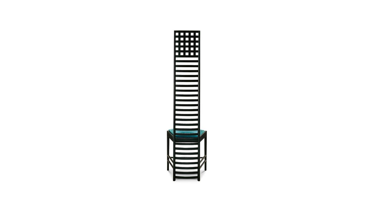 Chaise 292 Hill House 1 de Charles Rennie Mackintosh - Cassina-vue de dos, dossier haut à barreaux-Cassina