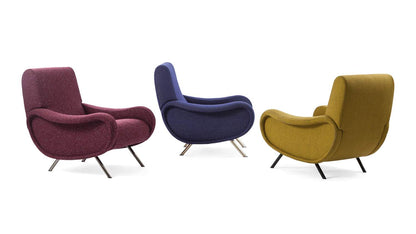 Fauteuil 720 Lady de Marco Zanuso - Cassina-trois fauteuils en tissus de couleurs différentes-The Woods Gallery