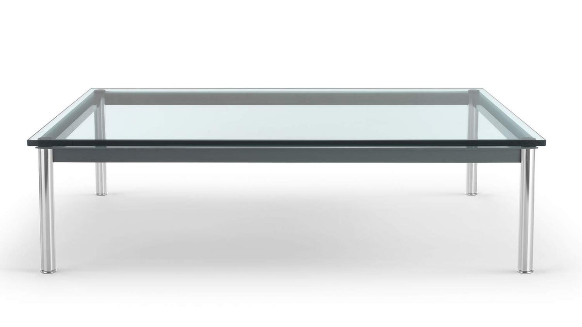 Table basse 10 en tube (LC10) - Cassina-vue de trois quarts, plateau en verre-Cassina