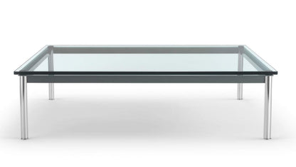 Table basse 10 en tube (LC10) - Cassina-vue de trois quarts, plateau en verre-Cassina