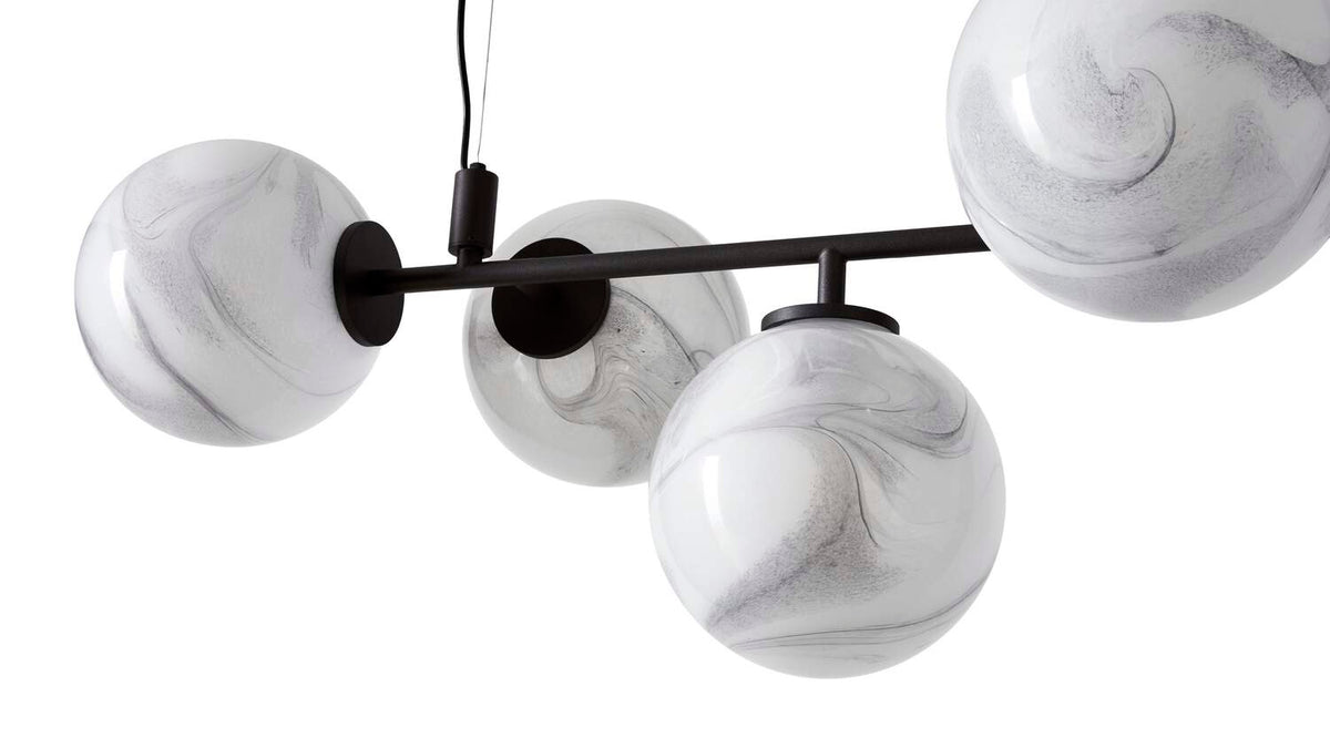 Suspension Starburst - Cassina-détail des globes en verre marbré sur barre noire-Cassina