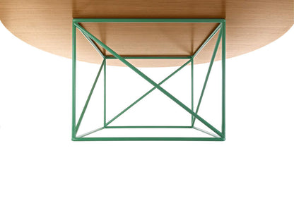 Table de conférence (LC15) de Le Corbusier - Cassina-détail du piètement vert sous le plateau-Cassina