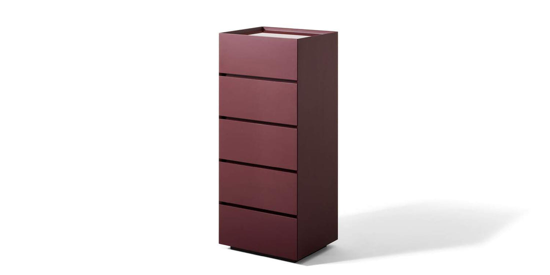Chiffonnier Ghost Box de Mikal Harrsen - Cassina-laqué pinot noir, 5 tiroirs-The Woods Gallery