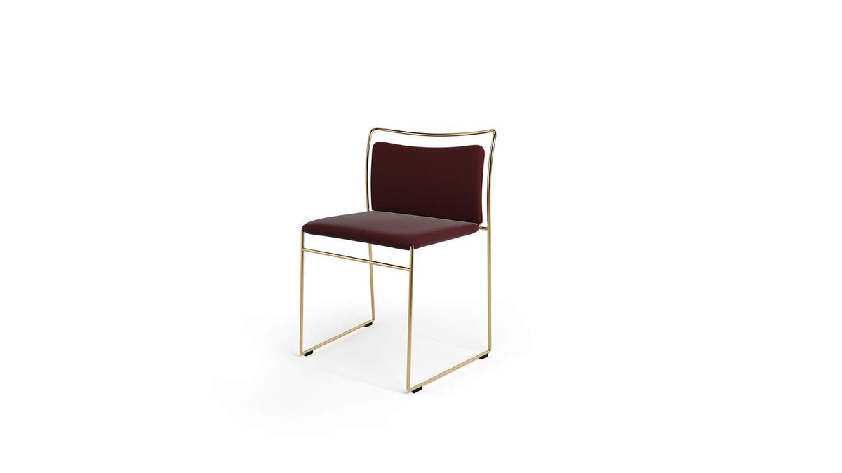 Chaise Tulu de Kazuhide Takahama - Cassina-chaise bordeaux, structure chromée nickel gris foncé-The Woods Gallery