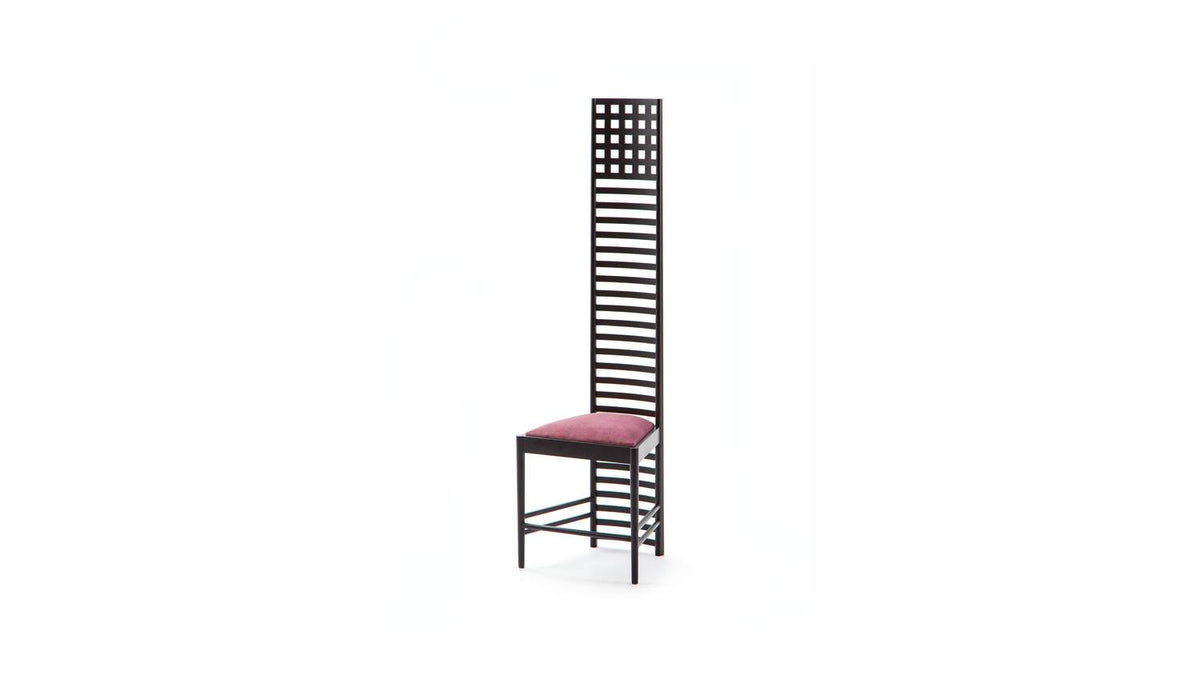 Chaise 292 Hill House 1 de Charles Rennie Mackintosh - Cassina-vue de face, dossier haut à barreaux-Cassina